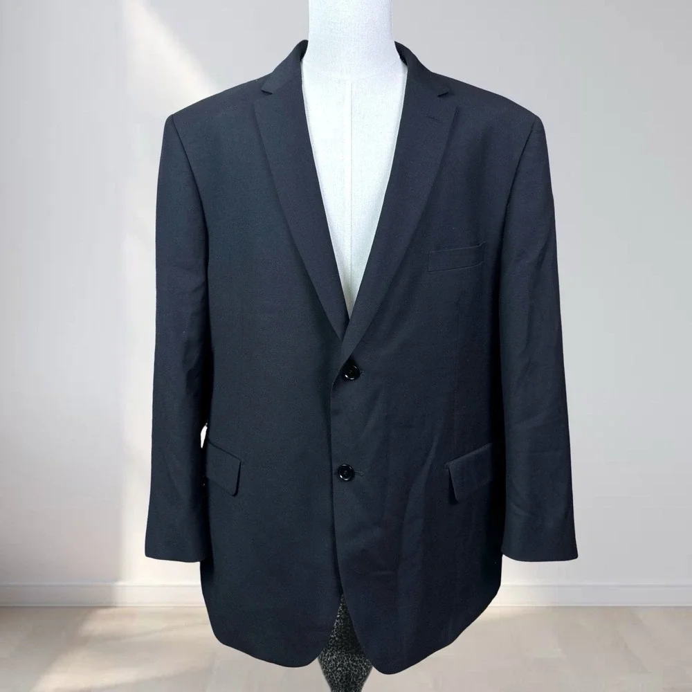 Mantoni Super 140s Wool Blazer Men 50R Black Wrinkle Resistant Suit Jacket Italy